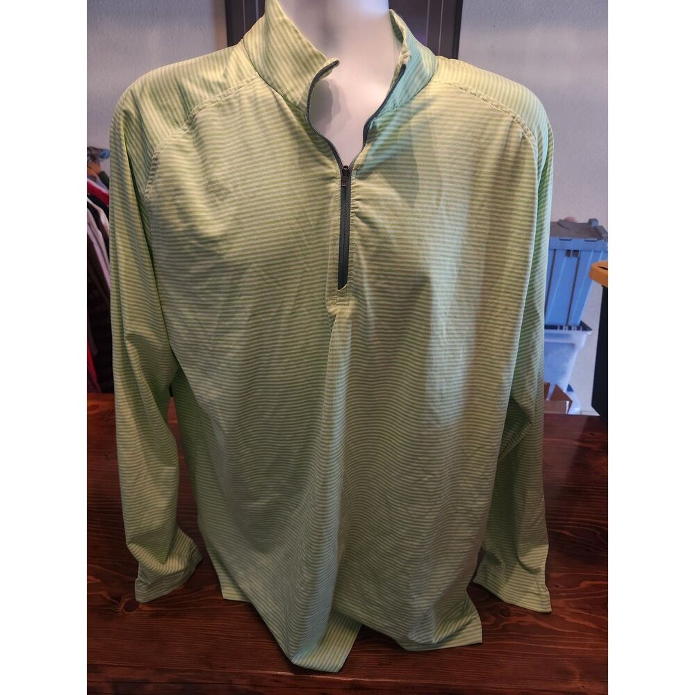 Under Armour Men's XL Green Striped 1/4 Zip Long Sleeve Pullover Jacket